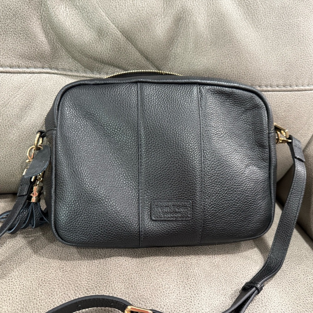 Timeless Black Leather Crossbody Bag with Gold Hardware